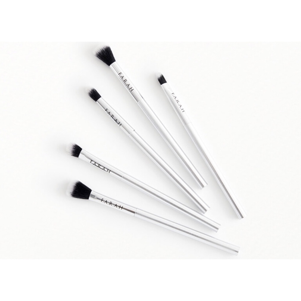 NEW F.A.R.A.H 5 Piece Silver Eye Perfection Set of Vegan Brushes